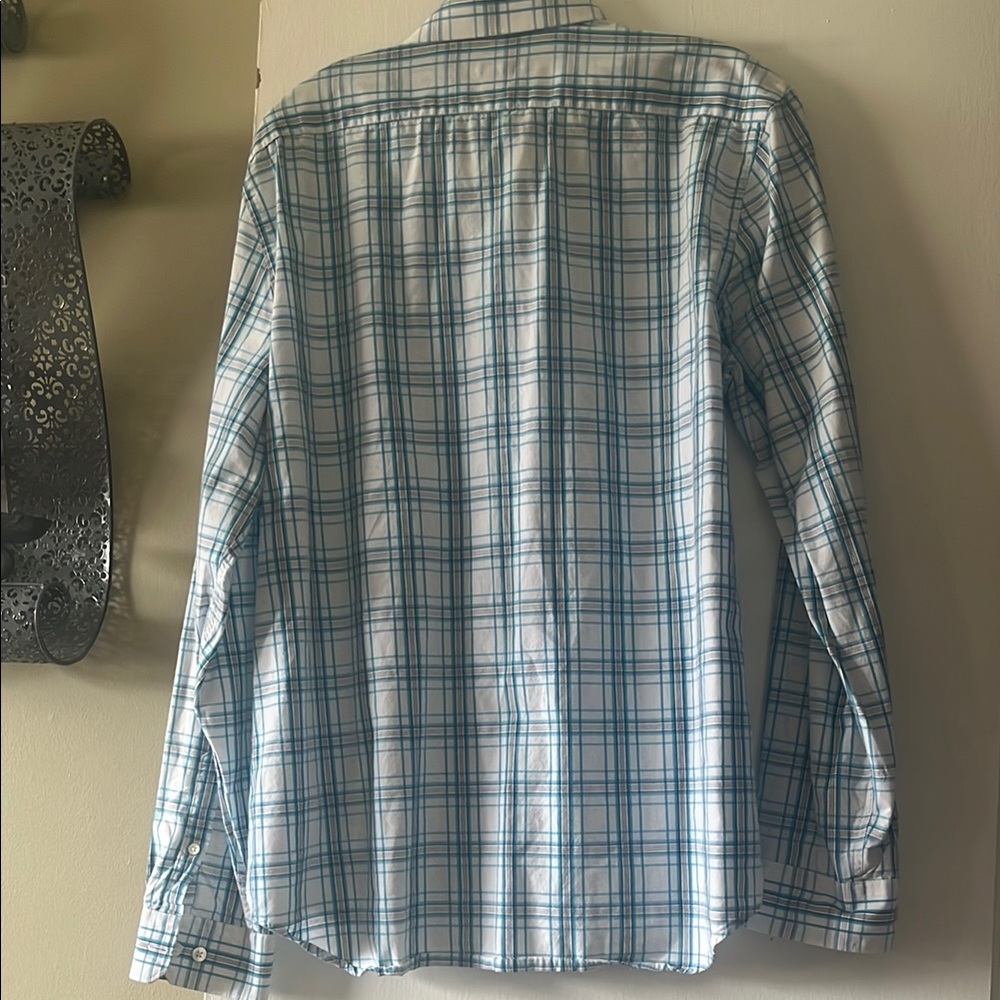 Express Men's Blue Plaid Shirt - Picture 2 of 4